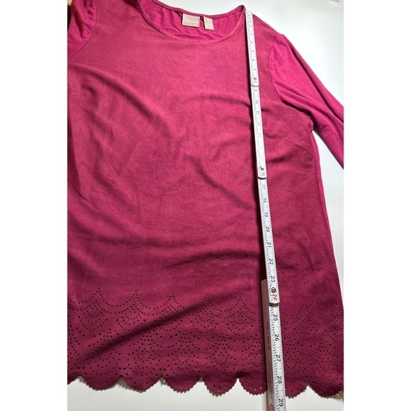 Chicos Lace Trim Long Sleeve Tunic Top - Picture 10 of 11